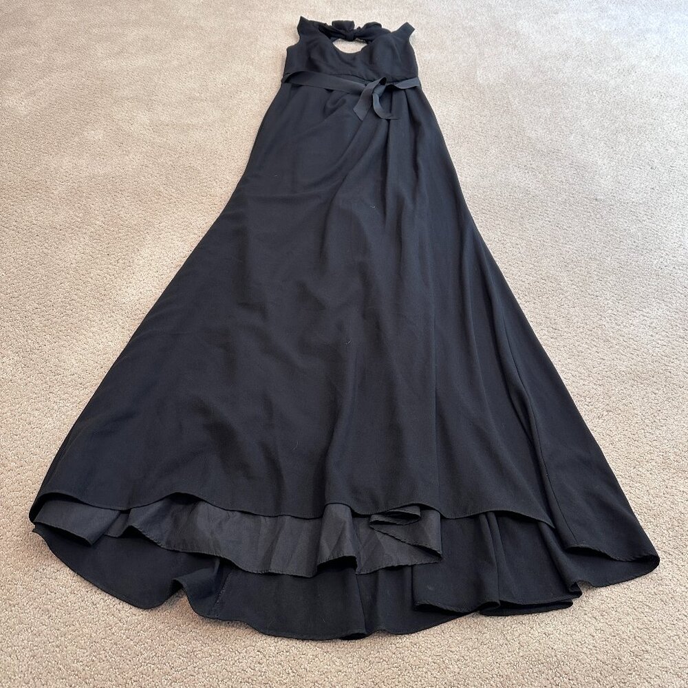 White by Vera Wang Gown Cowl Back Sash Black Tie Bridesmaid Formal Sz 8 VW360069